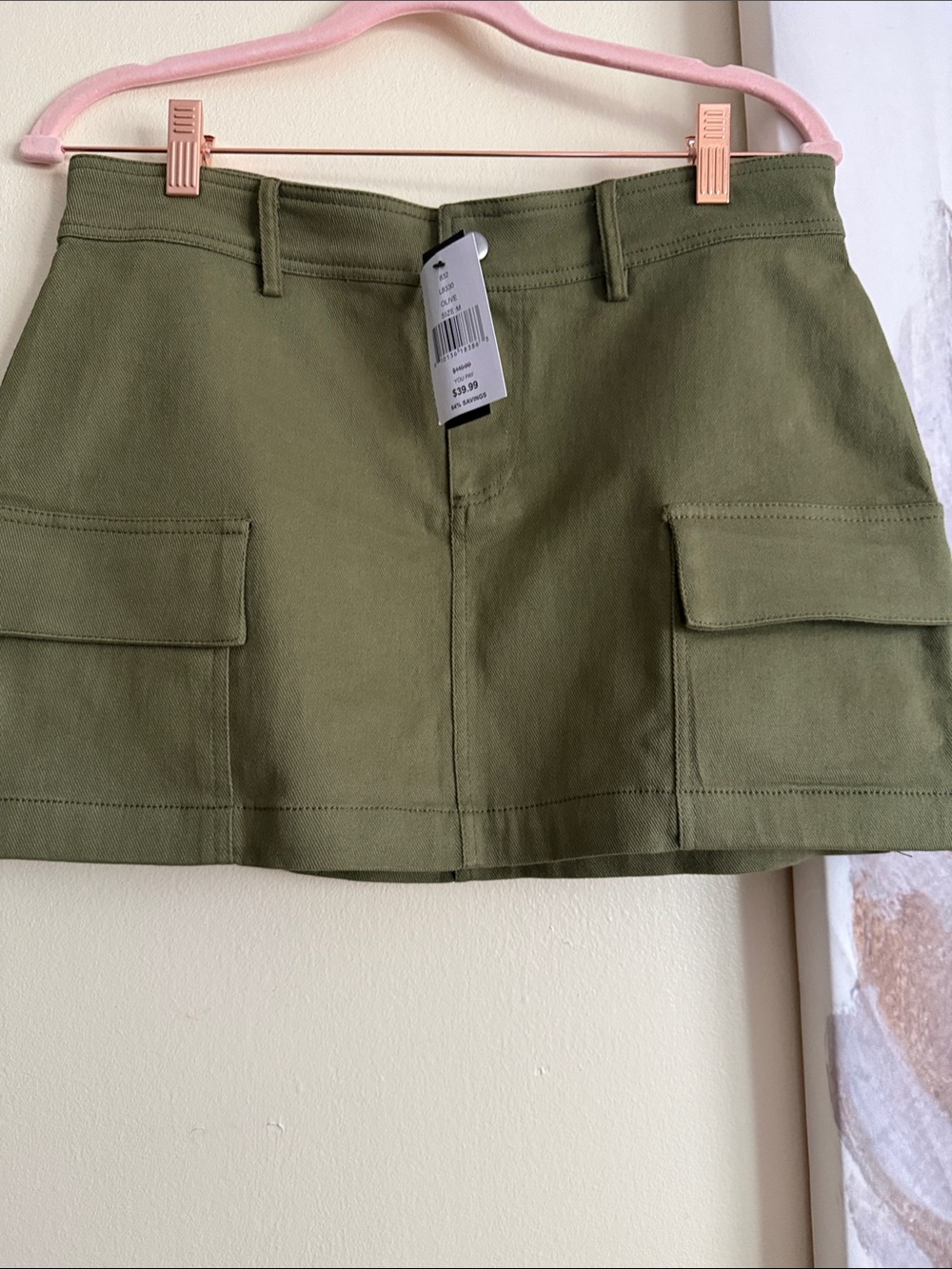 Lea & Viola Olive Green Utility Mini Skirt